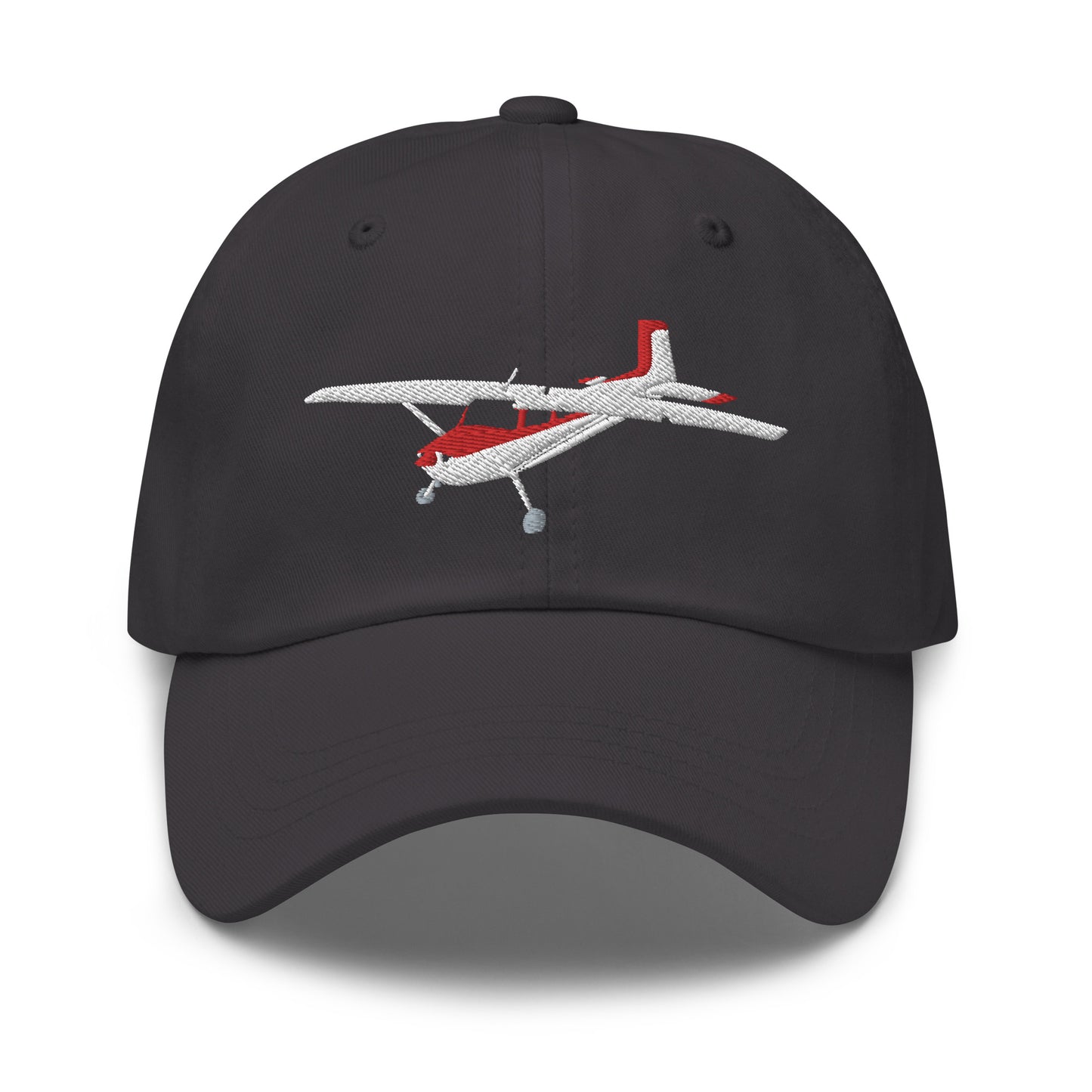 CESSNA 180 Skywagon White-Red CUSTOM N Number Embroidered cotton chino twill cap - Minimum 3 order