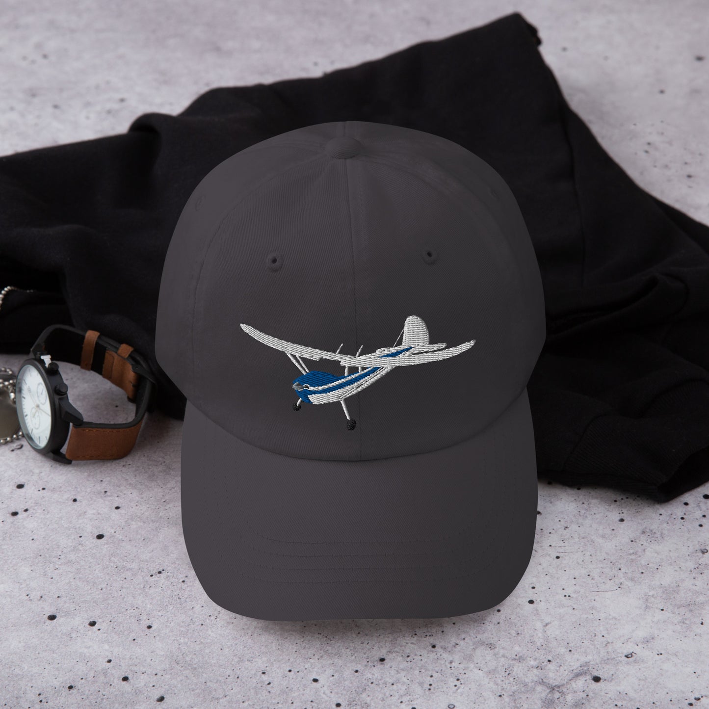 CESSNA 140 White blue CUSTOM N Number Embroidered cotton chino hat