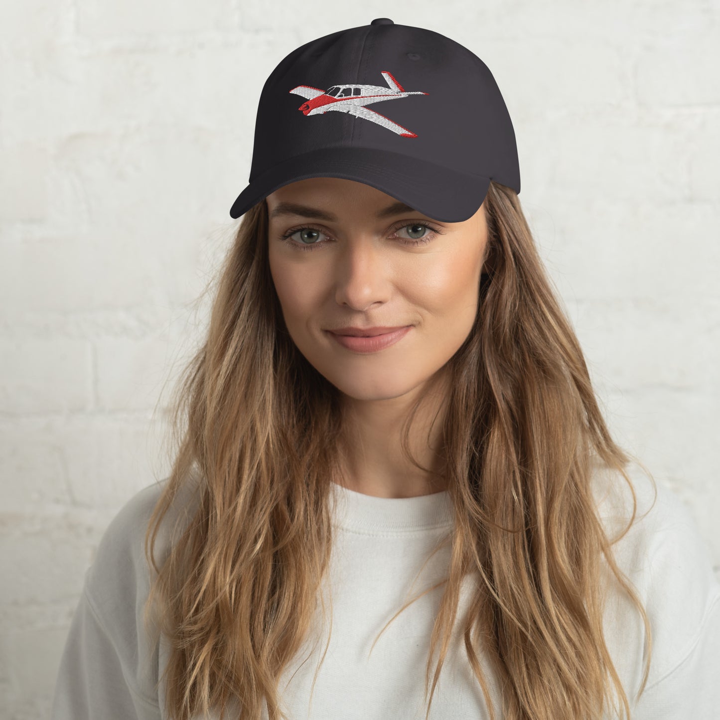 V-Tail BONANZA White-Red CUSTOM N Number Embroidered Classic  Cotton Twill Aviation Hat