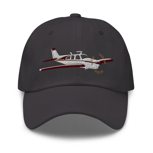 BONANZA F33 white-maroon CUSTOM N NUMBER Embroidered Classic Twill Aviation Hat - Minimum 3 order