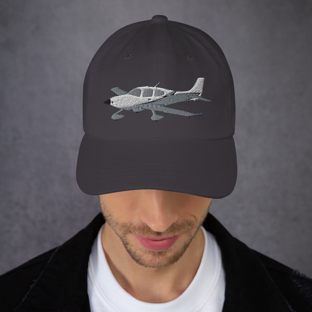 CIRRUS White - Grey CUSTOM N NUMBER aircraft embroidered Aviation cotton twill hat