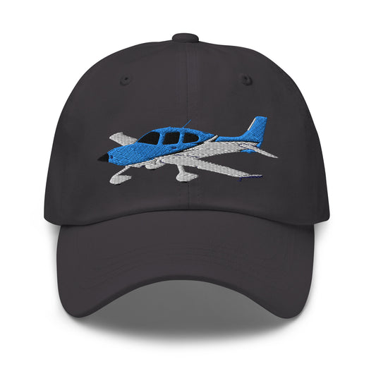 CIRRUS Blue-White CUSTOM N NUMBER aircraft embroidered Aviation cotton twill hat - Minimum 3 order.
