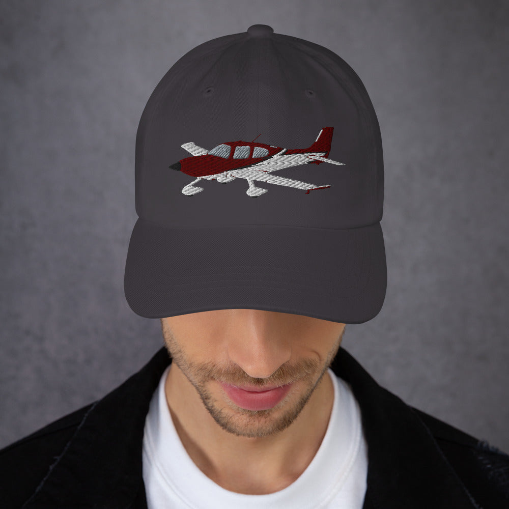 CIRRUS Maroon-White CUSTOM N NUMBER embroidered Aviation cotton twill hat