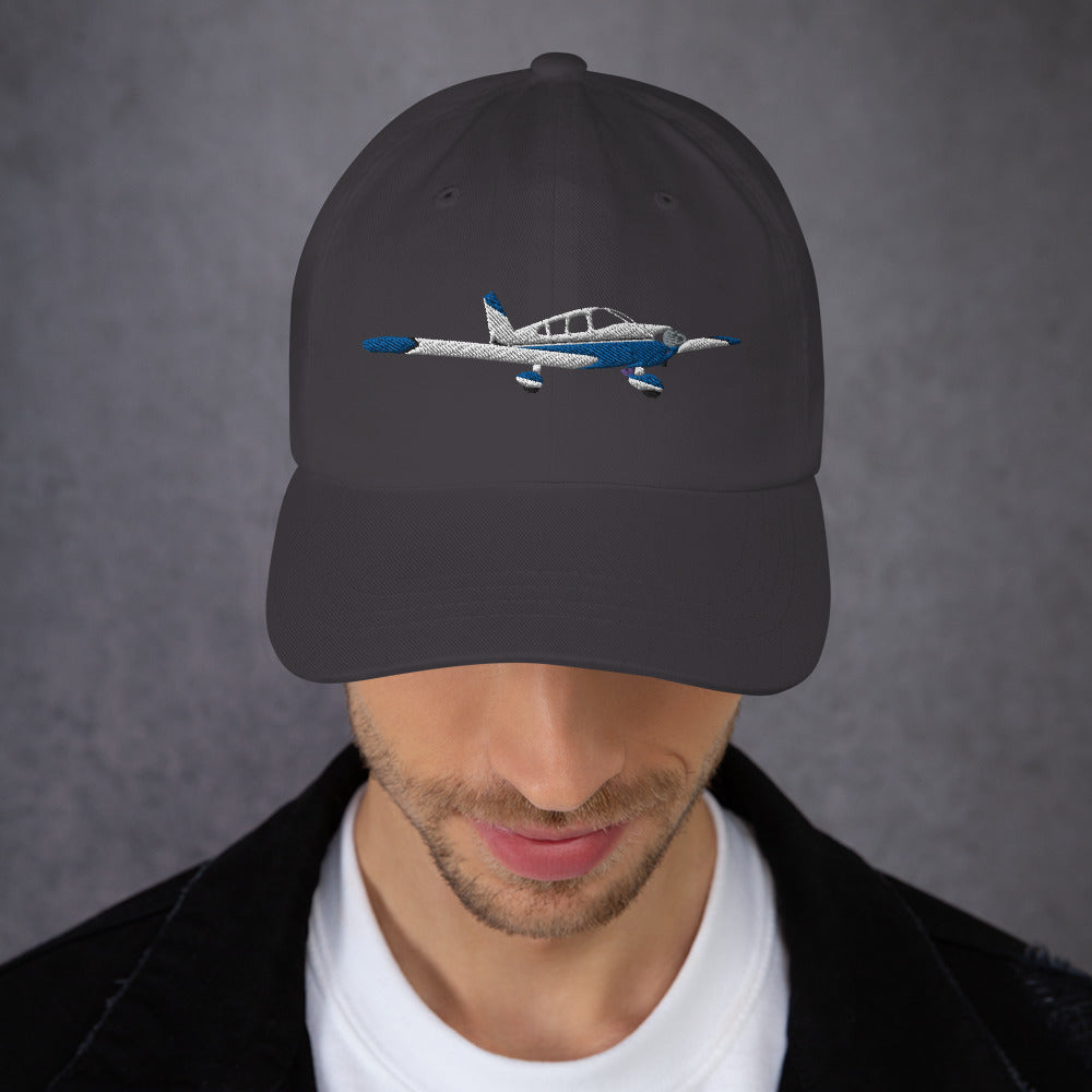 CHEROKEE white-blue CUSTOM N Number embroidered cotton twill Aviation hat