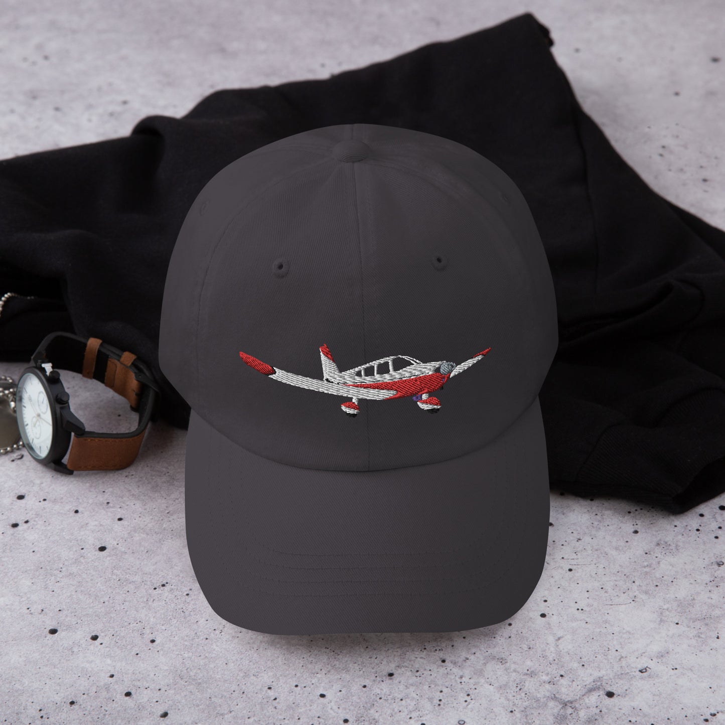 CHEROKEE white-red aviation cap- embroidered front and back hat.