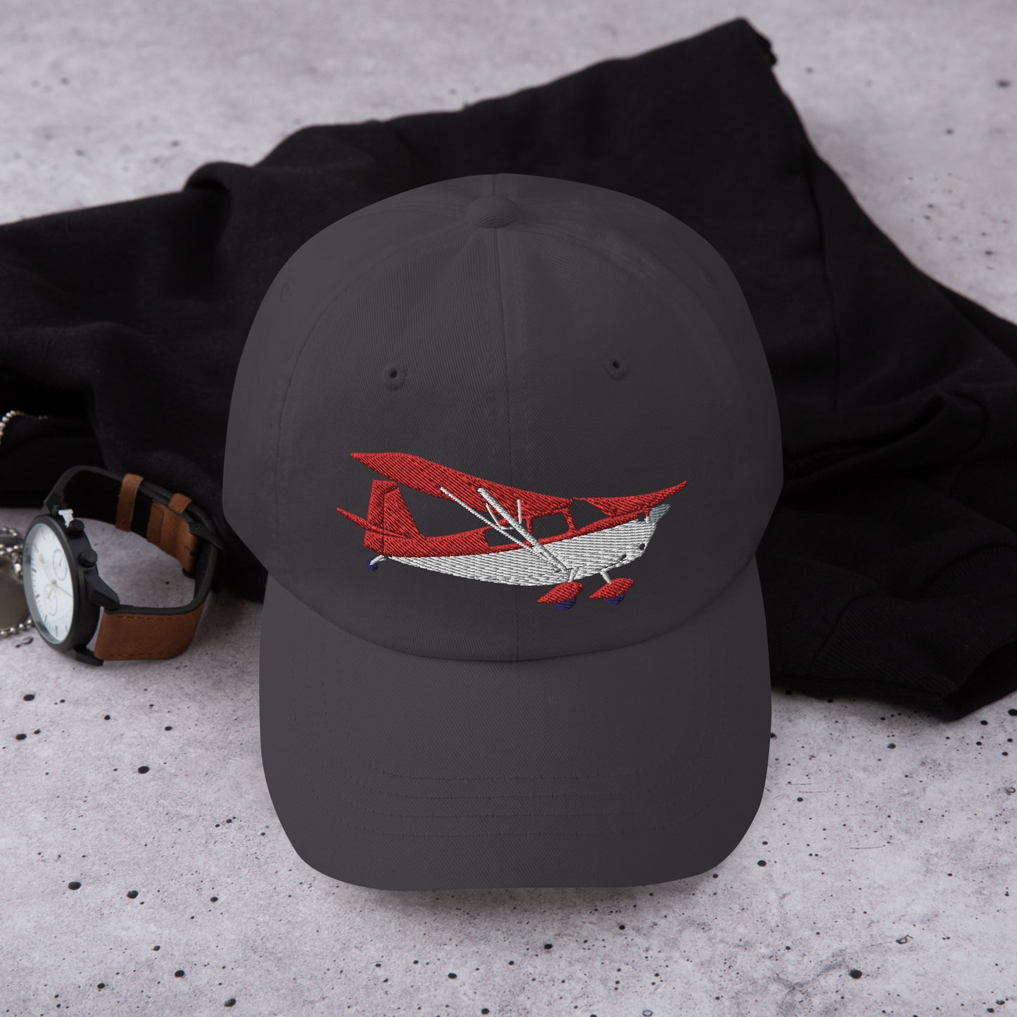 CITABRIA Red - White aviation cap- embroidered front and back hat.