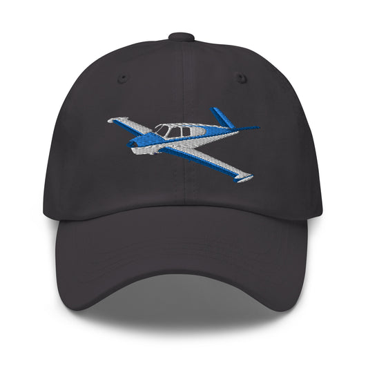 V-Tail BONANZA White Blue Wingtip CUSTOM N Number Embroidered Aviation HAt