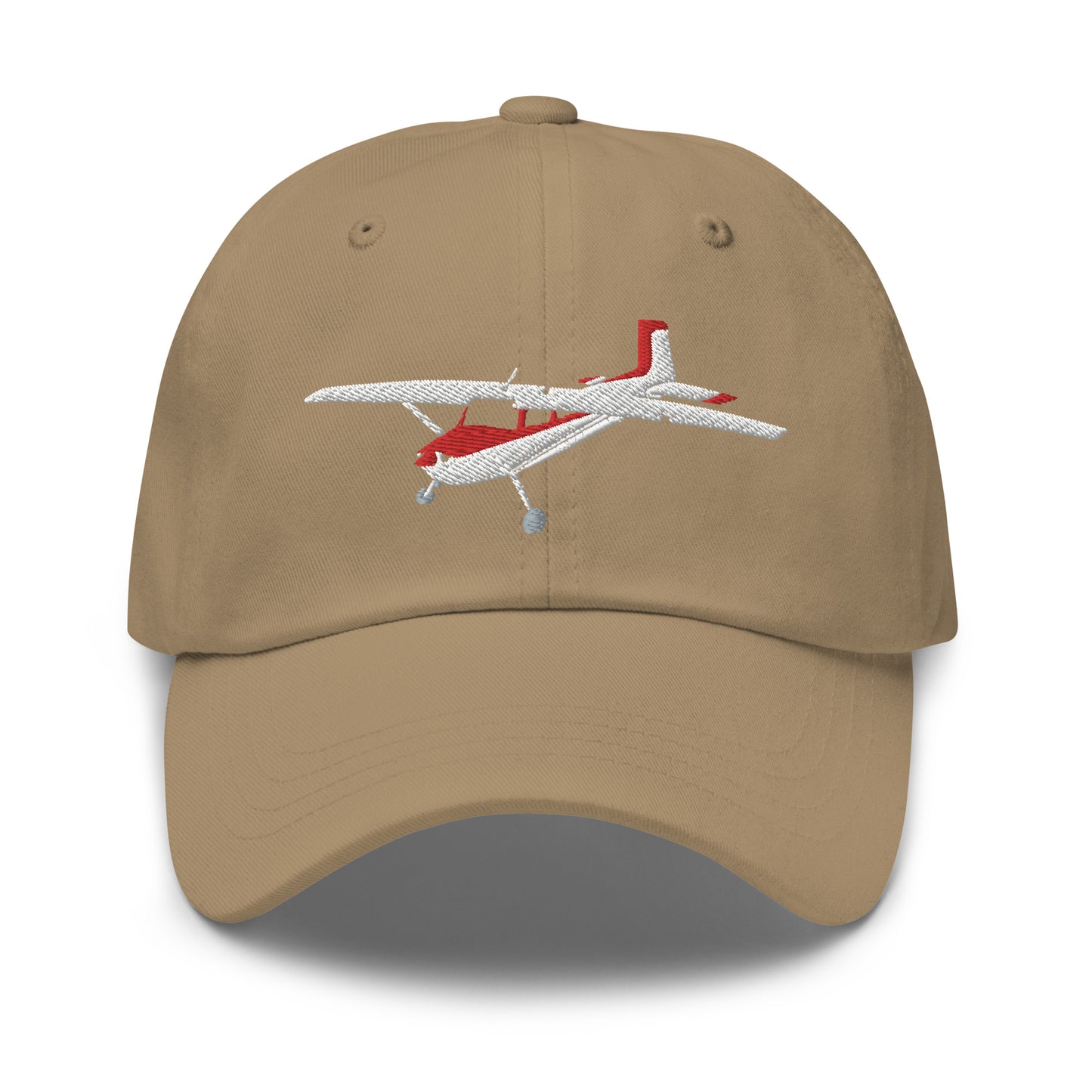 CESSNA 180 Skywagon White-Red CUSTOM N Number Embroidered cotton chino twill cap - Minimum 3 order