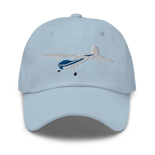 CESSNA 140 White blue CUSTOM N Number Embroidered cotton chino hat - Minimum 3 order