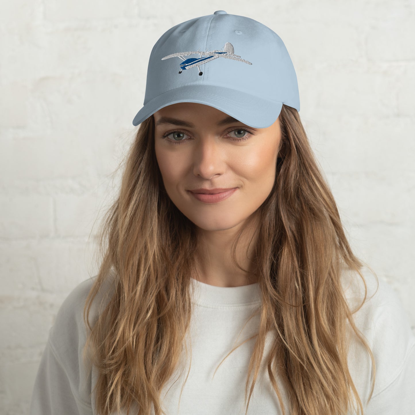 CESSNA 140 White blue CUSTOM N Number Embroidered cotton chino hat