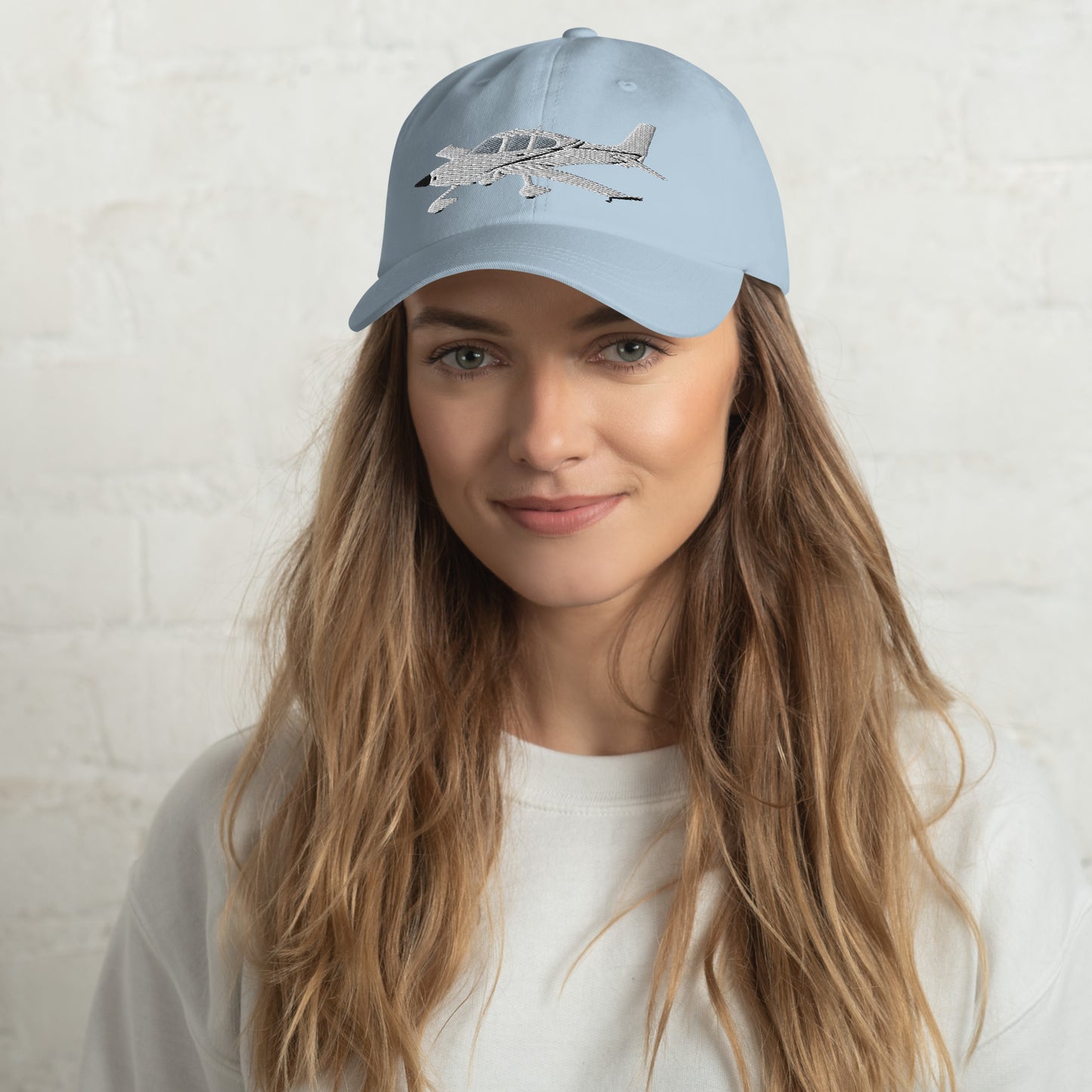 CIRRUS White aircraft Embroidered Chino cotton twill Aviation  hat with adjustable buckle back.