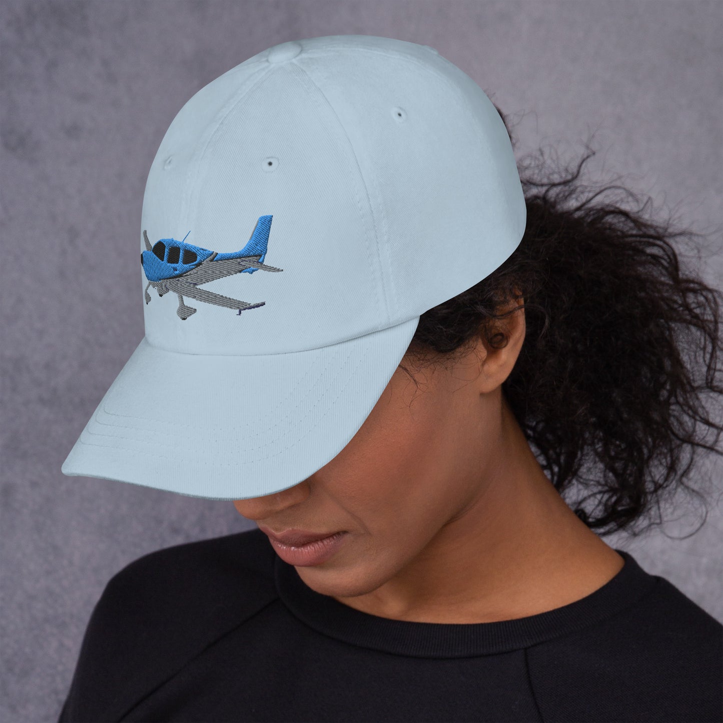 CIRRUS blue- grey CUSTOM N NUMBER aircraft embroidered Aviation cotton twill hat