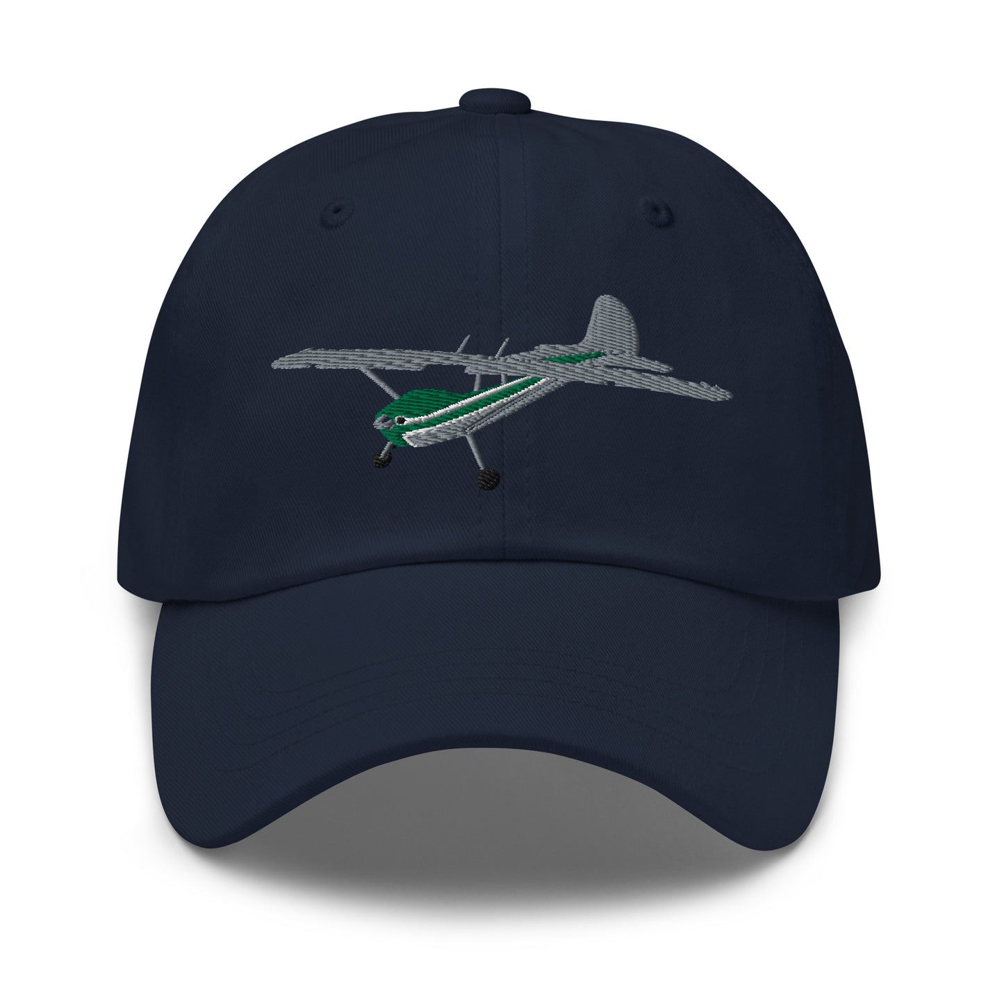 CESSNA 170 embroidered aviation cap -Silver-Green - front and back