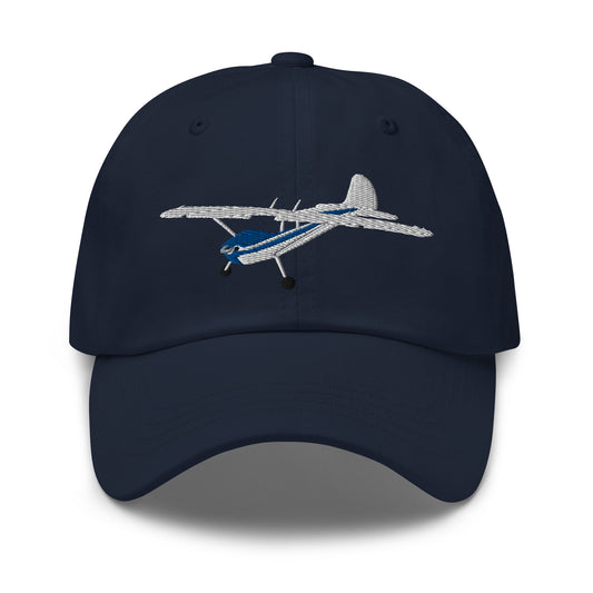 CESSNA 170 White Blue aircraft CUSTOM N Number Cotton Chino Twill hat - Minimum 3 order