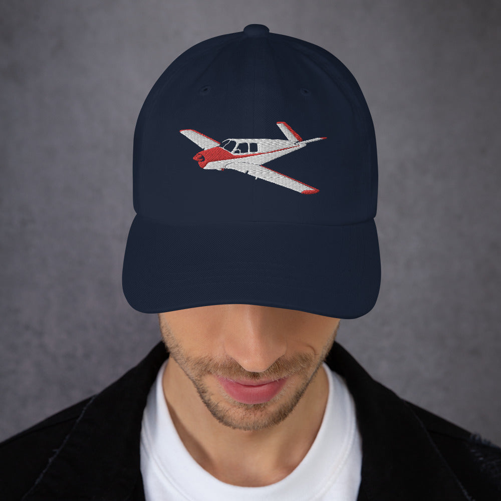 V-Tail BONANZA White-Red CUSTOM N Number Embroidered Classic  Cotton Twill Aviation Hat