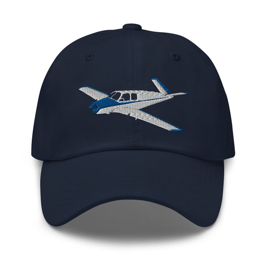 V-Tail BONANZA White-Blue CUSTOM N Number Embroidered Classic  Cotton Twill Aviation - Minimum 3 order Hat