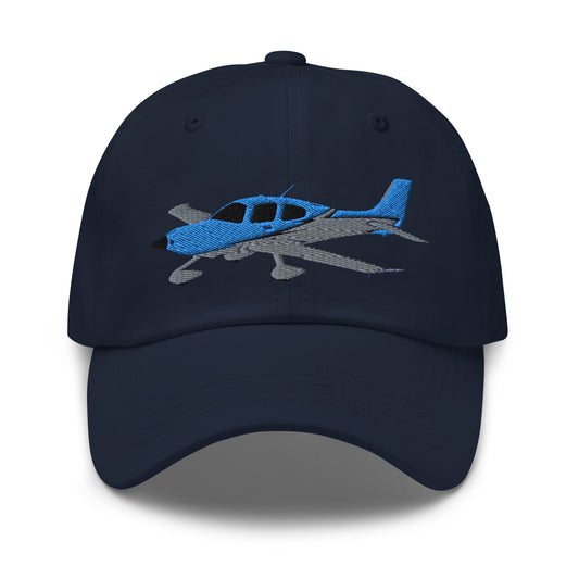 CIRRUS blue- grey CUSTOM N NUMBER aircraft embroidered Aviation cotton twill hat - Minimum 3 order