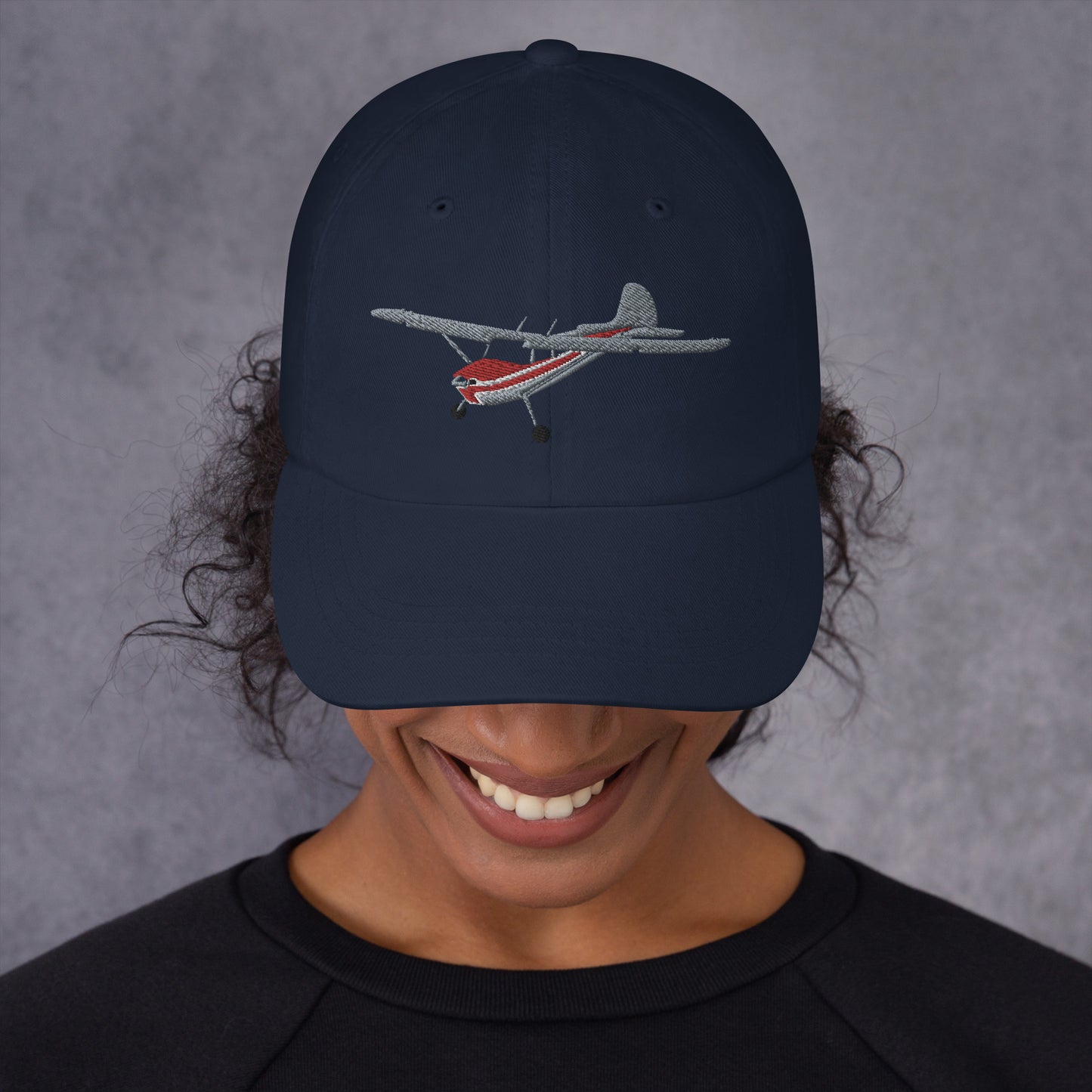 CESSNA 170 Silver and red -  hat embroidered cap front and back