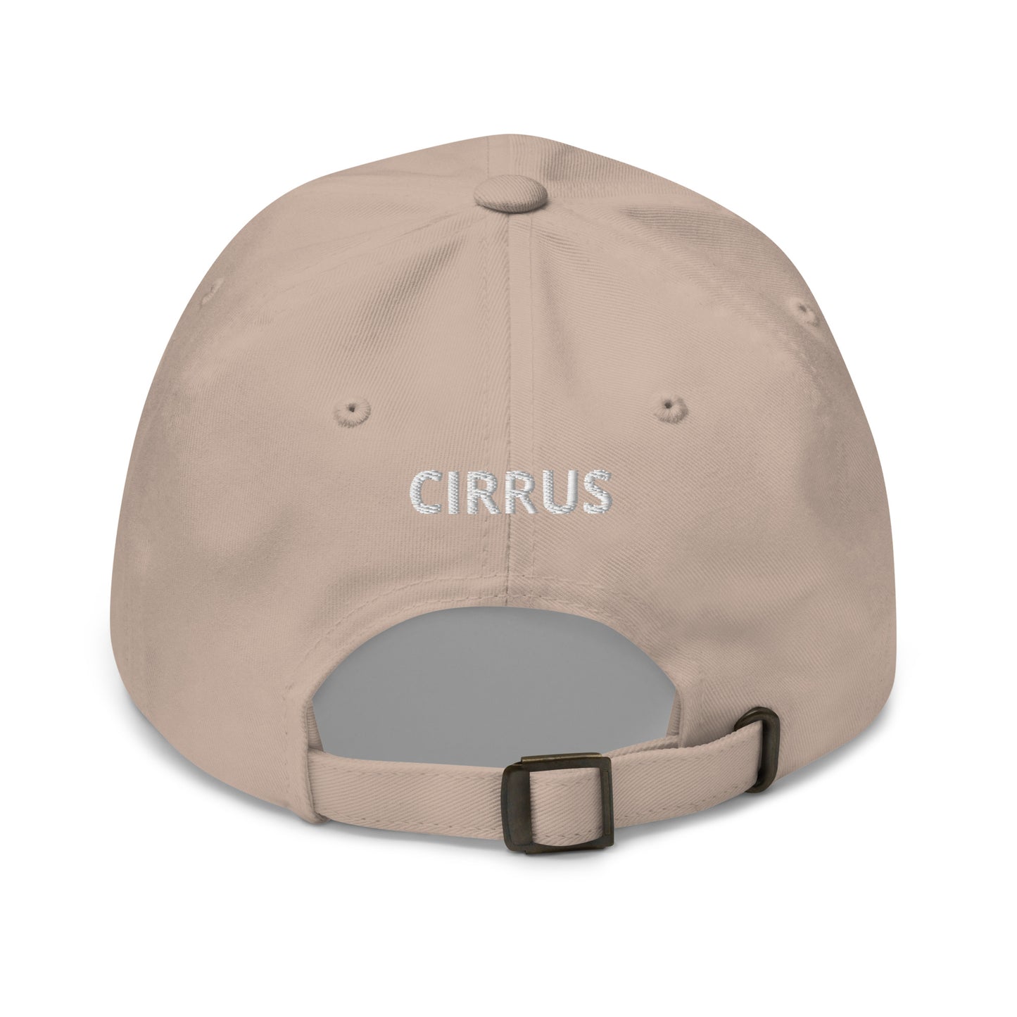 CIRRUS White aircraft Embroidered Chino cotton twill Aviation  hat with adjustable buckle back.