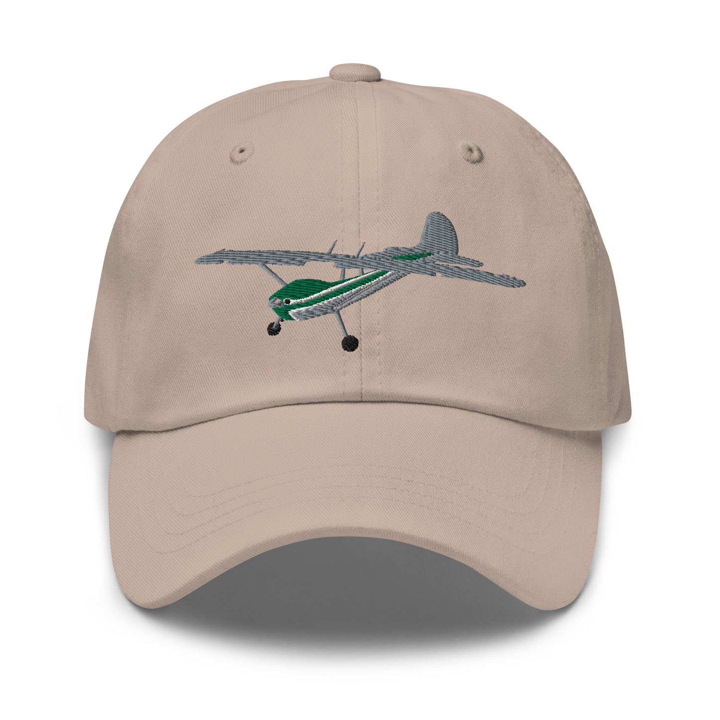 CESSNA 170 embroidered aviation cap -Silver-Green - front and back