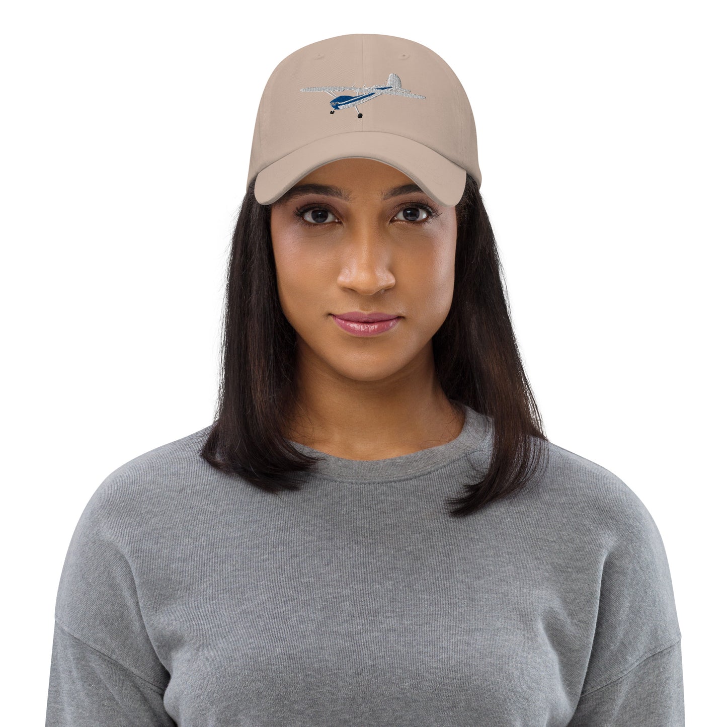 CESSNA 140 White blue CUSTOM N Number Embroidered cotton chino hat