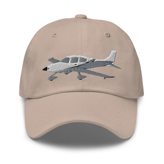 CIRRUS White - Grey CUSTOM N NUMBER aircraft embroidered Aviation cotton twill hat -Minimum 3 order.