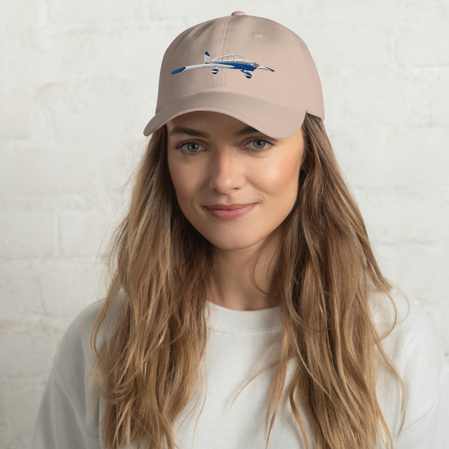 CHEROKEE white-blue CUSTOM N Number embroidered cotton twill Aviation hat