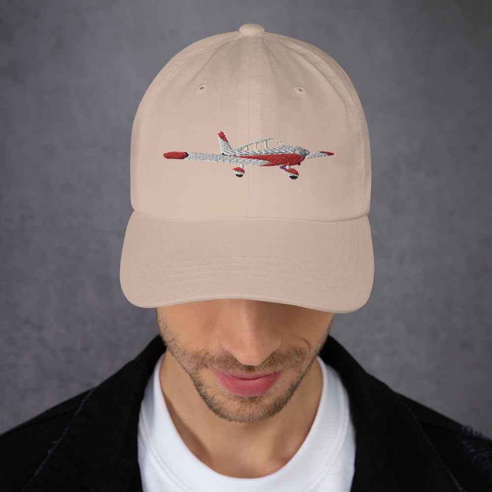 CHEROKEE white-red aviation cap- embroidered front and back hat.