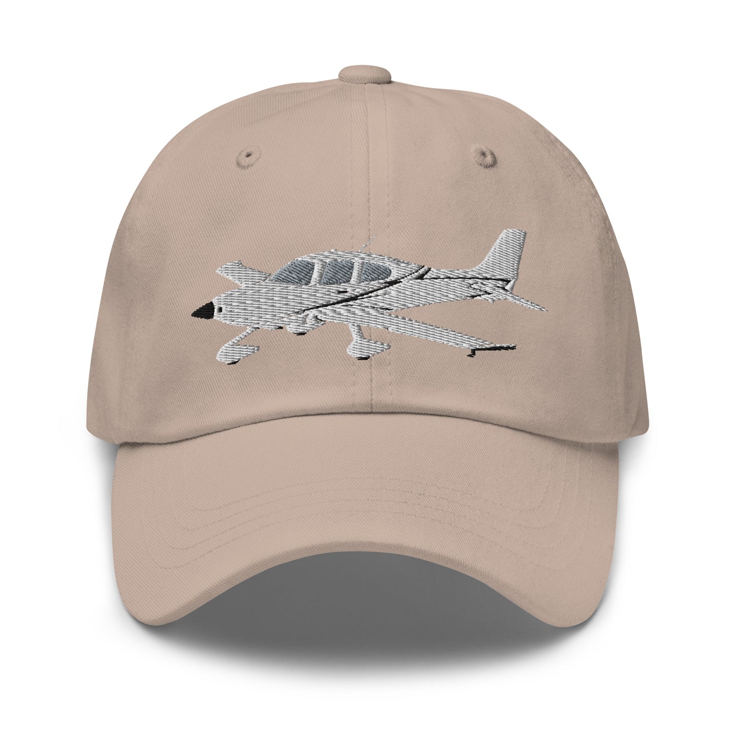 CIRRUS White aircraft Embroidered Chino cotton twill Aviation  hat with adjustable buckle back.