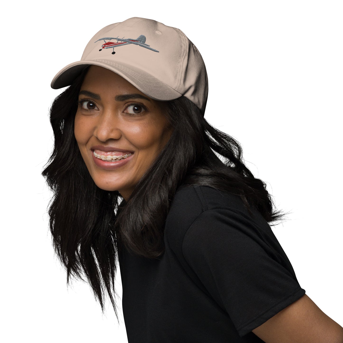 CESSNA 170 Silver and red -  hat embroidered cap front and back