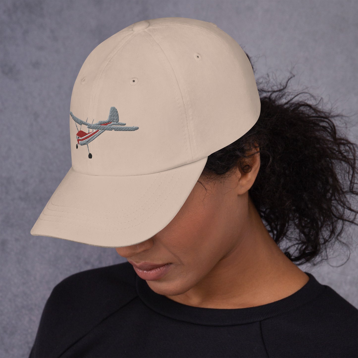 CESSNA 170 Silver and red -  hat embroidered cap front and back