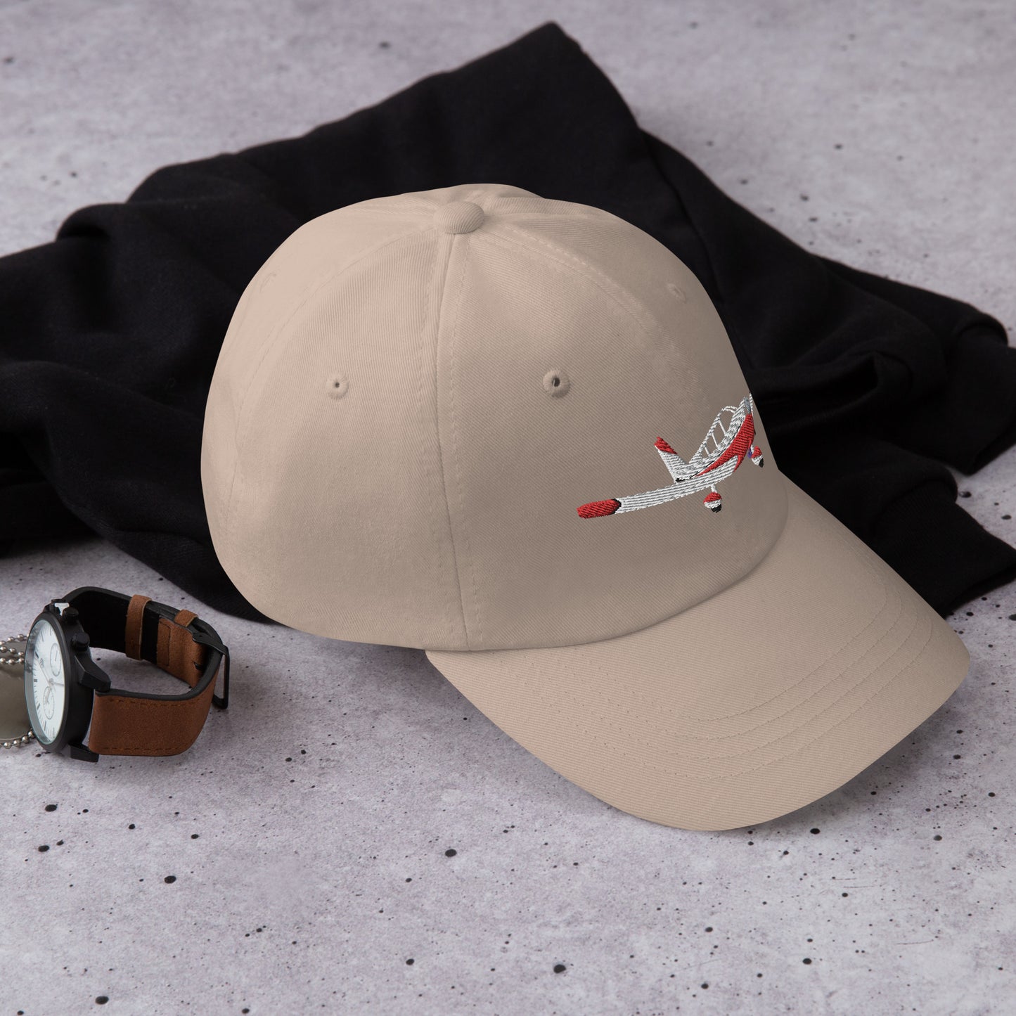 CHEROKEE white-red aviation cap- embroidered front and back hat.