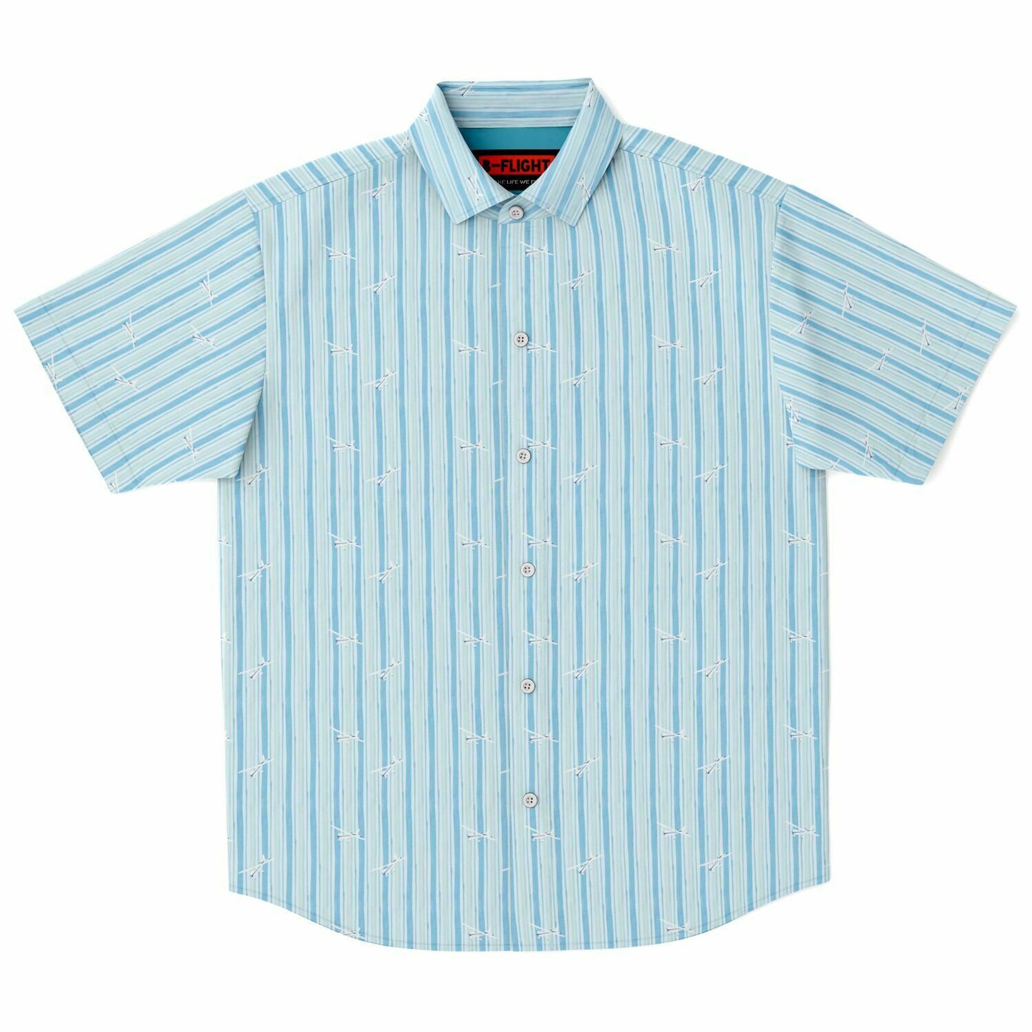 Button-down striped shirt CESSNA 172 Skyhawk white-blue aircraft - poplin feel- Short-sleeve