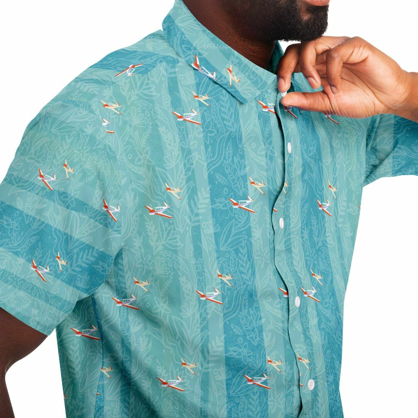 Vintage VTAIL BONANZA printed Short Sleeve Button Down Shirt - poplin