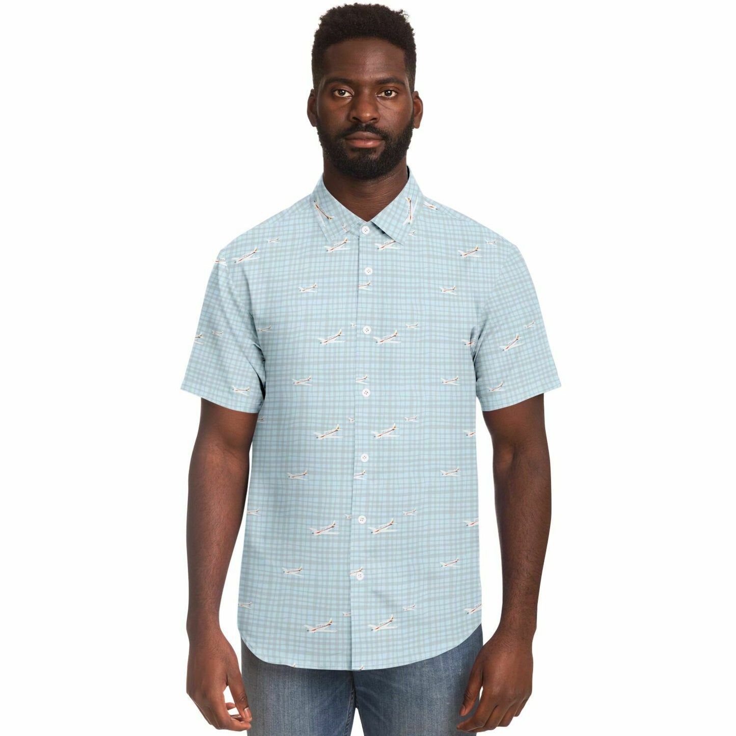 A36 Bonanza printed Short Sleeve Button Down Shirt