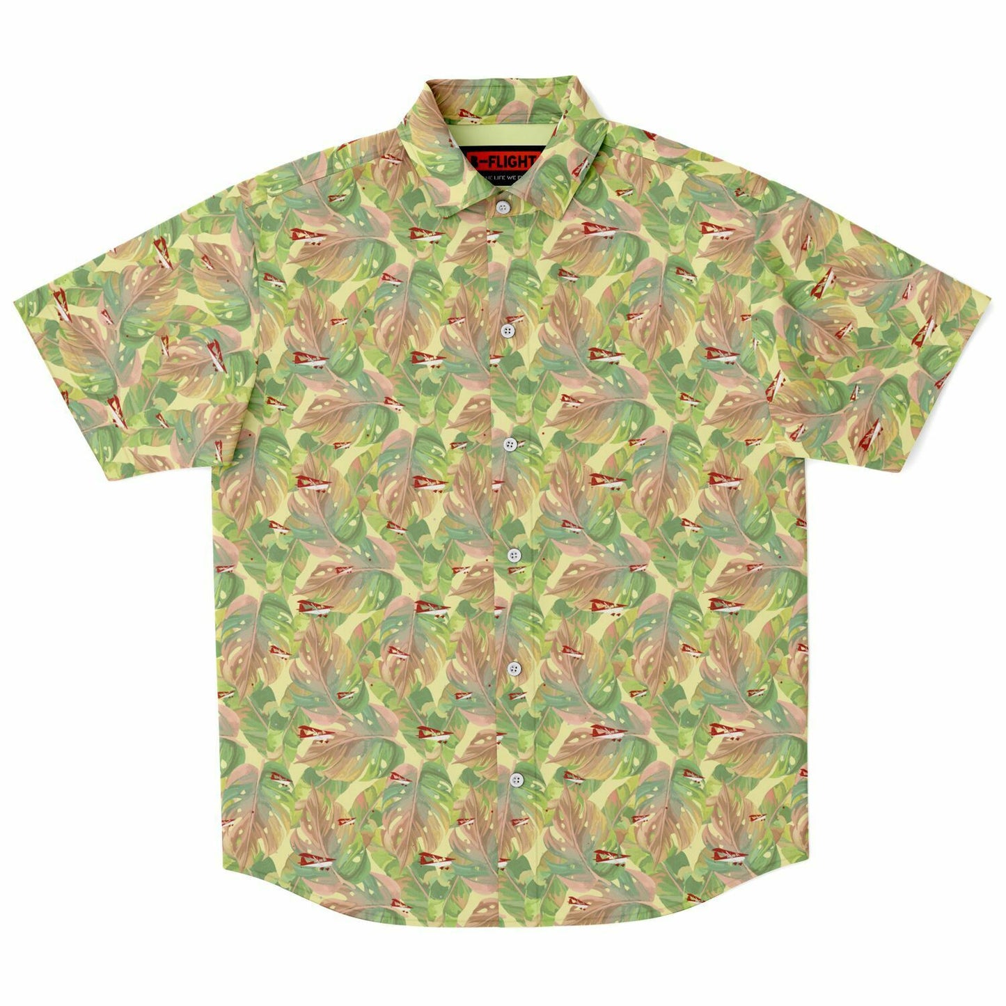 CITABRIA printed Short Sleeve Button Down Shirt - Vintage leaves - poplin