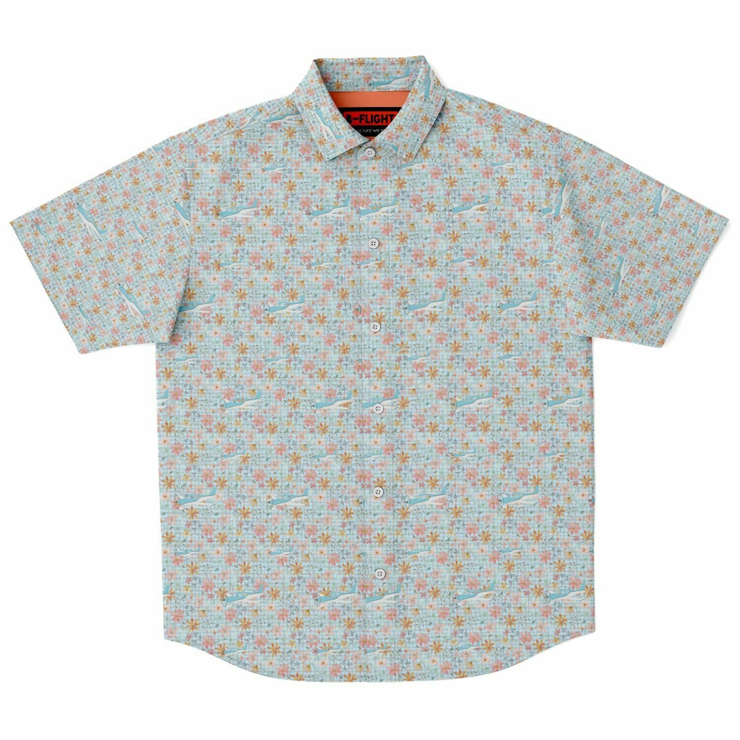 Button-down floral CIRRUS aircraft spread collar shirt - poplin feel- Short-sleeve