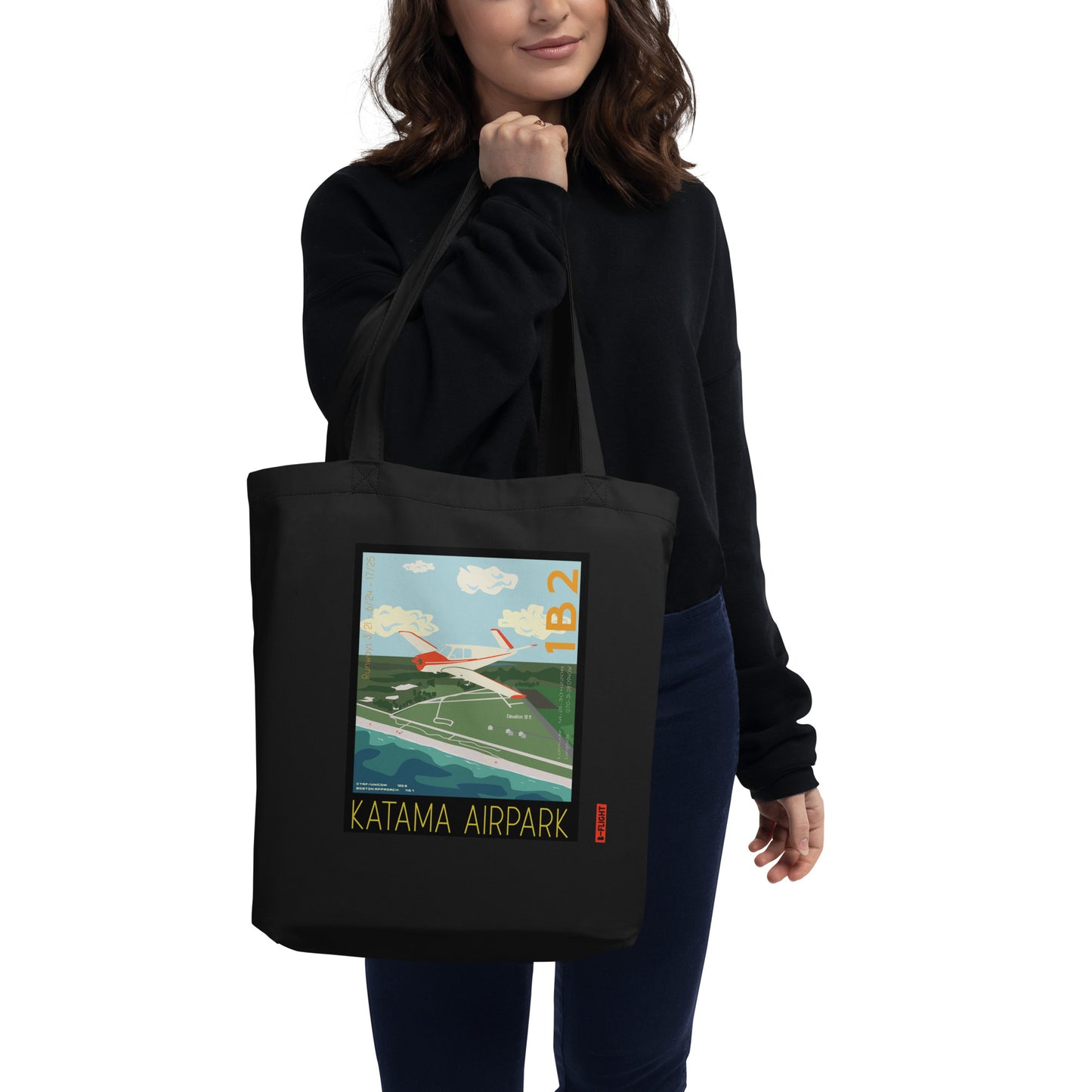 BONANZA V-TAIL  Aviation Eco Organic cotton Tote Bag - Vintage style graphic Katama Airpark, Martha's Vineyard MA