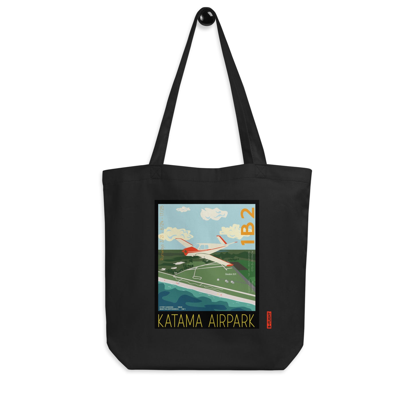 BONANZA V-TAIL  Aviation Eco Organic cotton Tote Bag - Vintage style graphic Katama Airpark, Martha's Vineyard MA