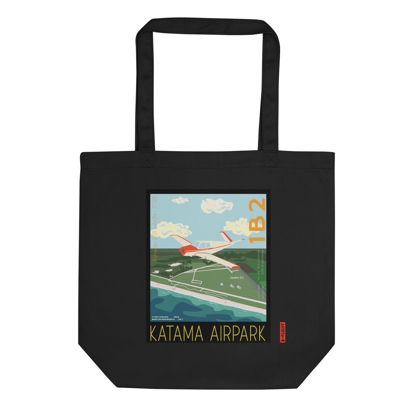 BONANZA V-TAIL  Aviation Eco Organic cotton Tote Bag - Vintage style graphic Katama Airpark, Martha's Vineyard MA