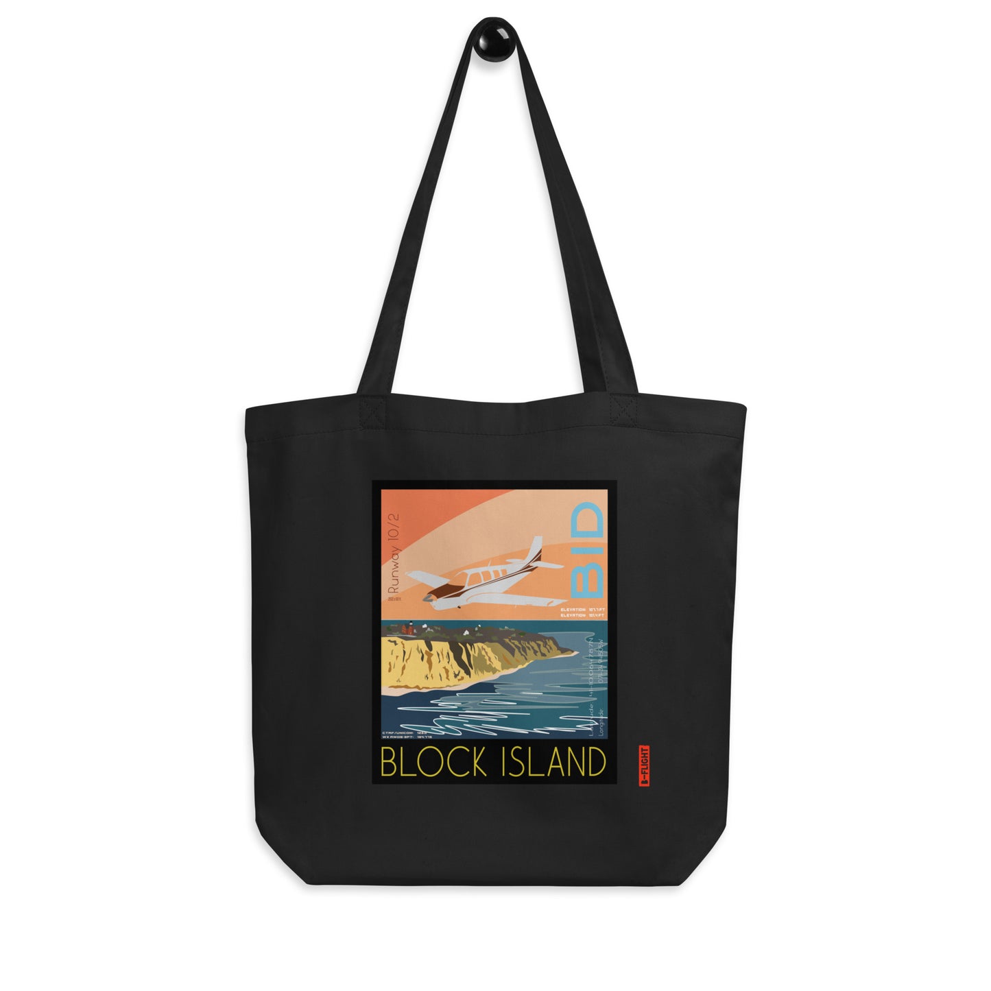 BONANZA A36 Aviation Eco Organic cotton Tote Bag - Vintage style graphic Block Island, RI.