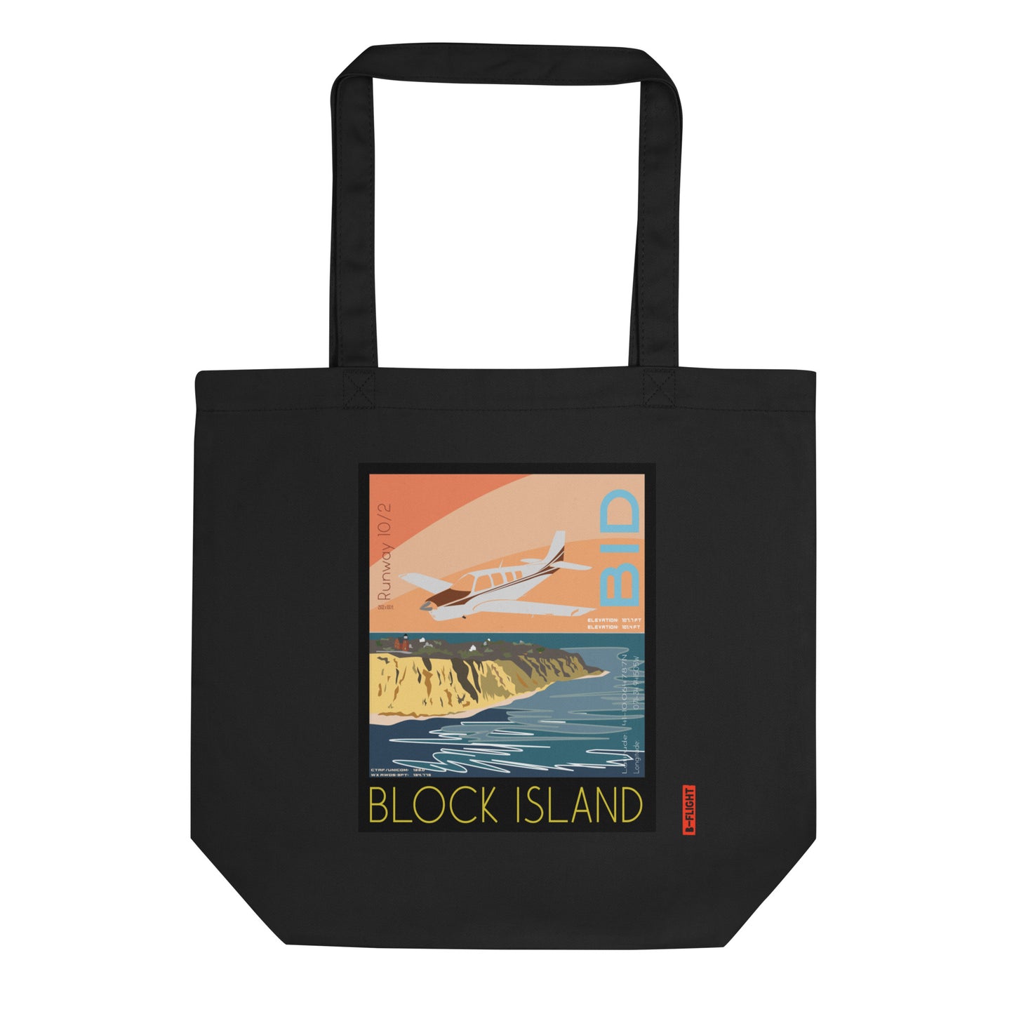 BONANZA A36 Aviation Eco Organic cotton Tote Bag - Vintage style graphic Block Island, RI.