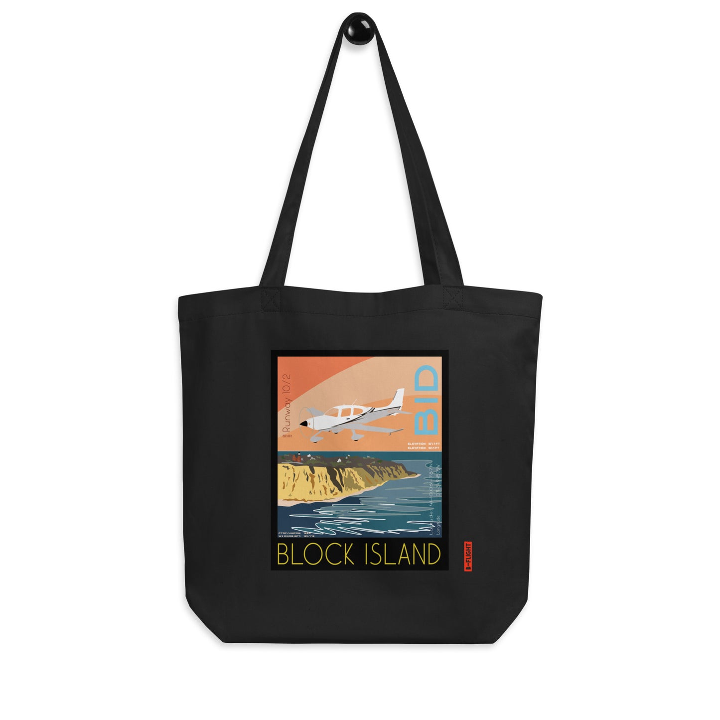 CIRRUS Aviation Eco Organic cotton Tote Bag - Vintage style graphic Block Island Airport BID, RI