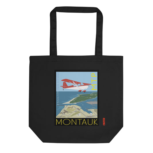 CITABRIA Aviation Eco Organic cotton Tote Bag - Vintage style graphic Montauk Airport MTP, Long Island, NY