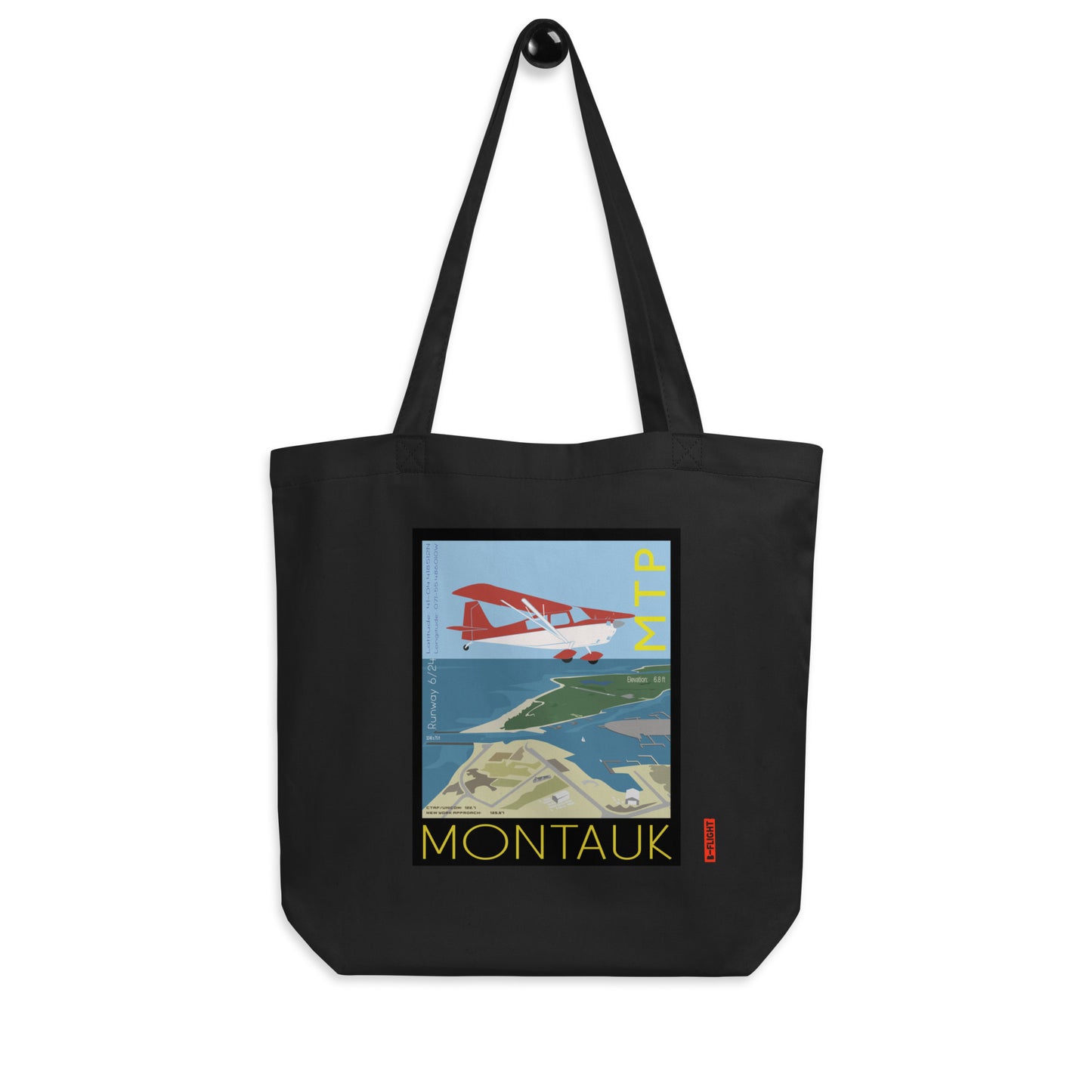 CITABRIA Aviation Eco Organic cotton Tote Bag - Vintage style graphic Montauk Airport MTP, Long Island, NY