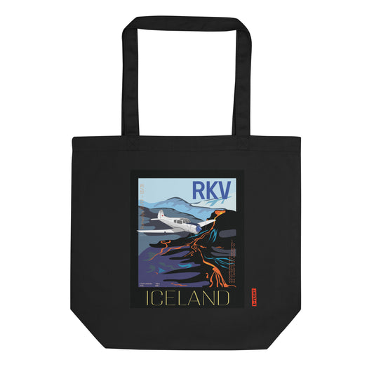 YAK 18T Aviation Eco Organic cotton Tote Bag - Vintage style graphic Iceland  airport RKV