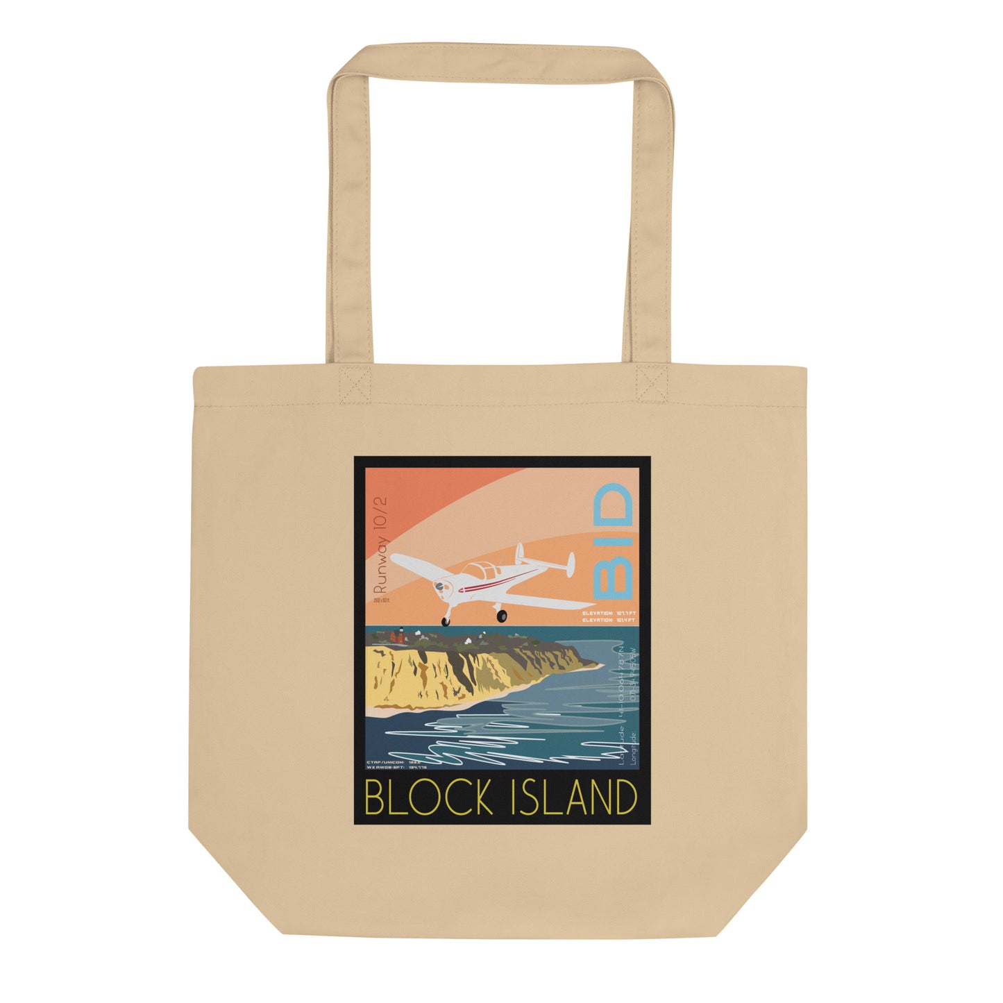 ERCOUPE exclusive vintage Block Island graphic Eco Tote Aviation Medium Bag