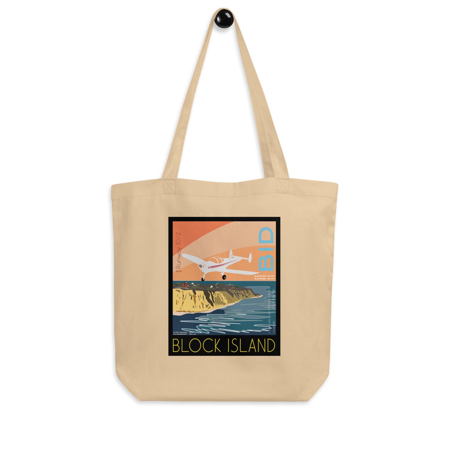 ERCOUPE exclusive vintage Block Island graphic Eco Tote Aviation Medium Bag