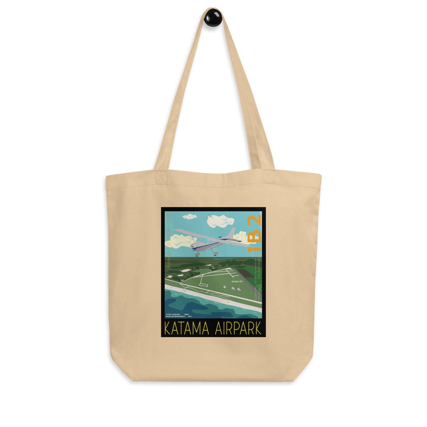 CESSNA 172 Aviation Cotton Eco Tote Bag - Exclusive Vintage  Katama Airpark graphic