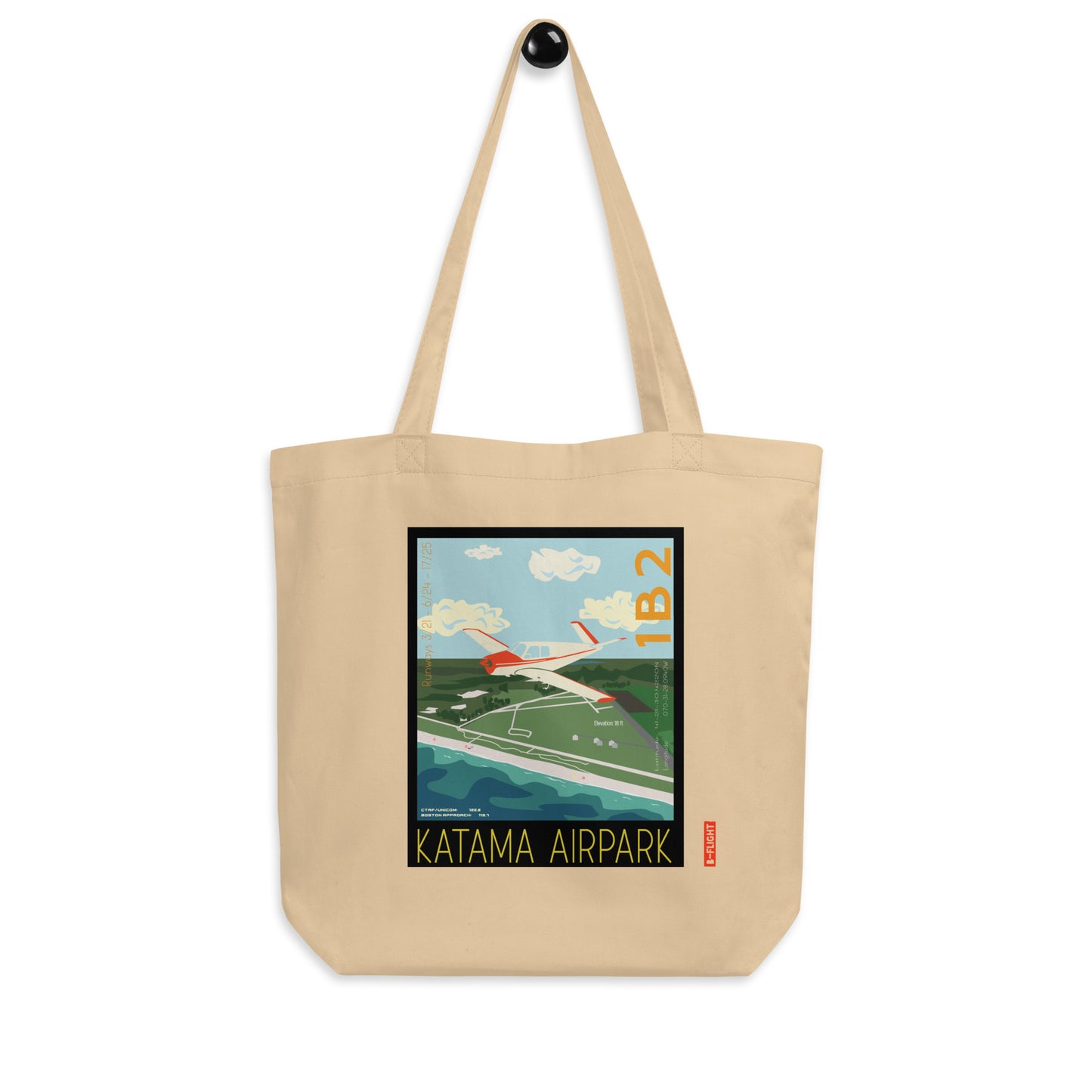 BONANZA V-TAIL  Aviation Eco Organic cotton Tote Bag - Vintage style graphic Katama Airpark, Martha's Vineyard MA